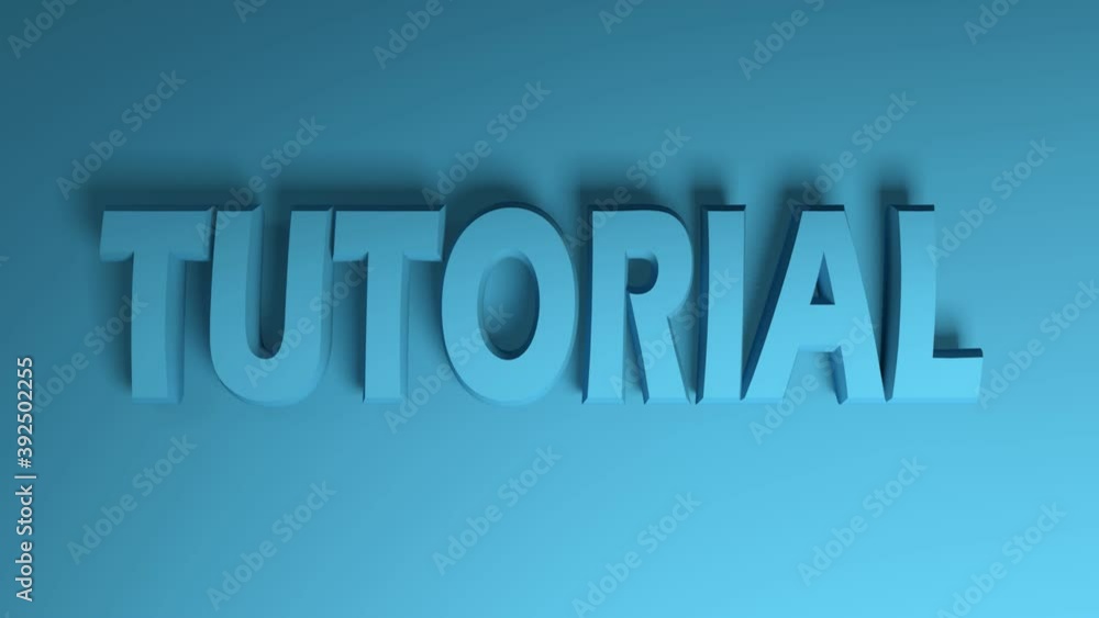 The blue write TUTORIAL passing from right to left on a blue background - 3D rendering video clip animation The blue write TUTORIAL passing from right to left on a blue background - 3D rendering video clip animation