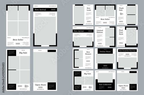 Editable Post Template Social Media Banners for Digital Marketing. Promotion Brand Fashion. Stories. Streaming. Vector Illustration - Vector