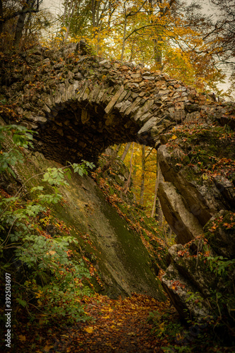Devil's Bridge - a romantic building in the woods near the village of Mladec in Moravia photo