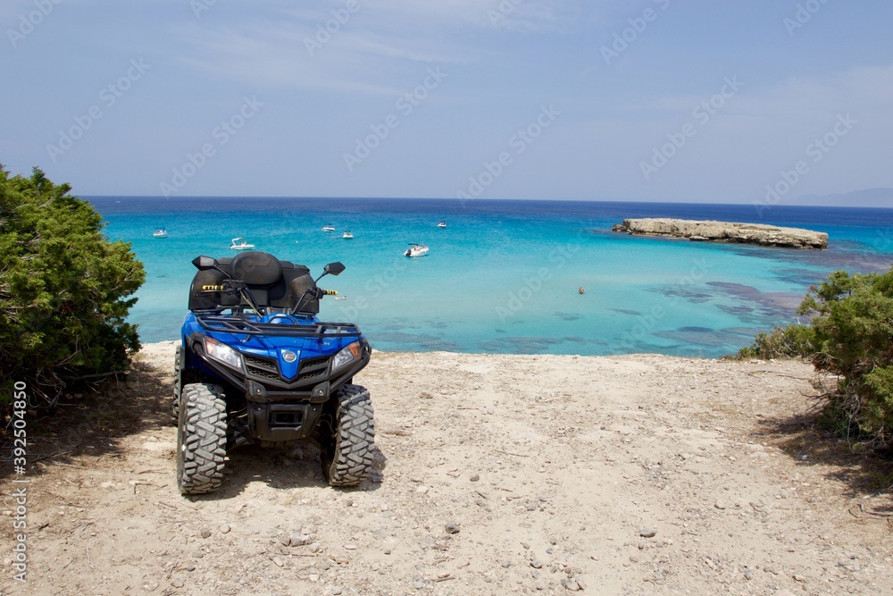 Quad on the beach, Akamas peninsula, Cyprus Quad on the beach, Akamas peninsula, Cyprus
