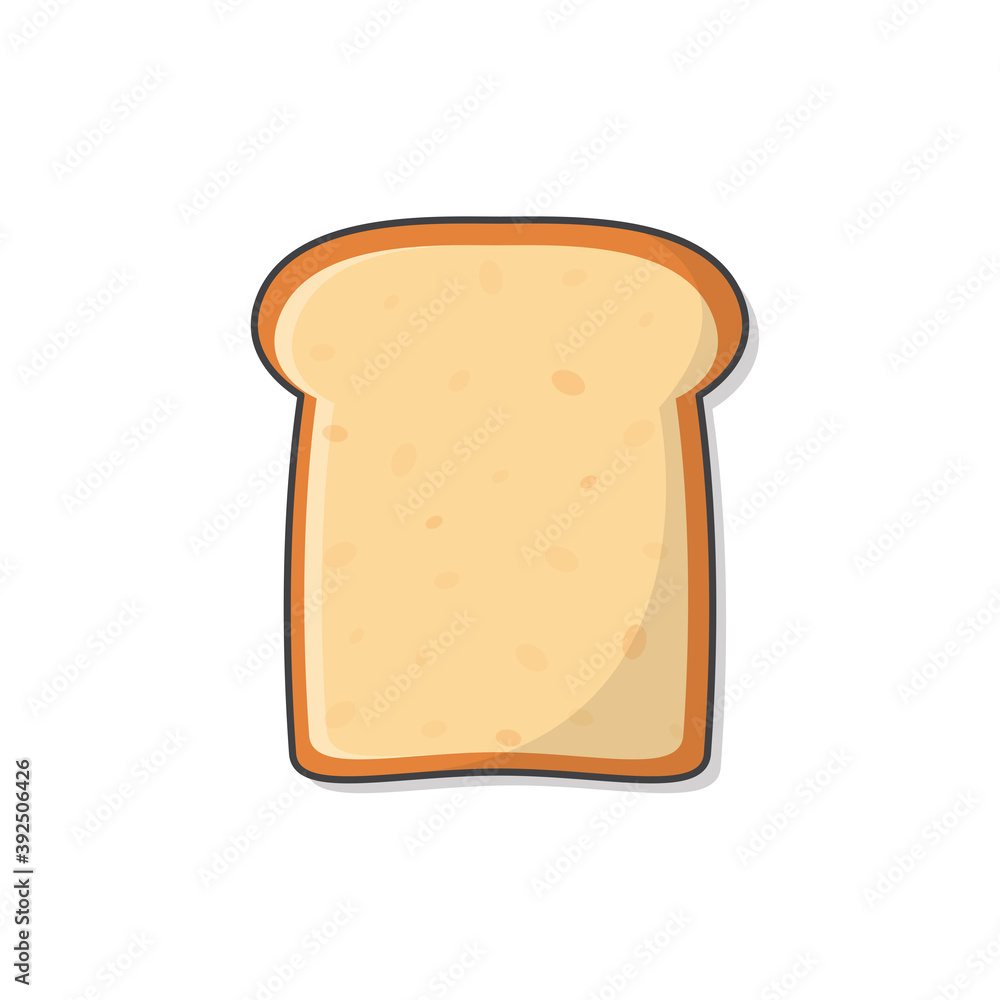 Slice Of Bread Vector Icon Illustration. Toasted Bread Slice For Breakfast. Bakery Pastry Product