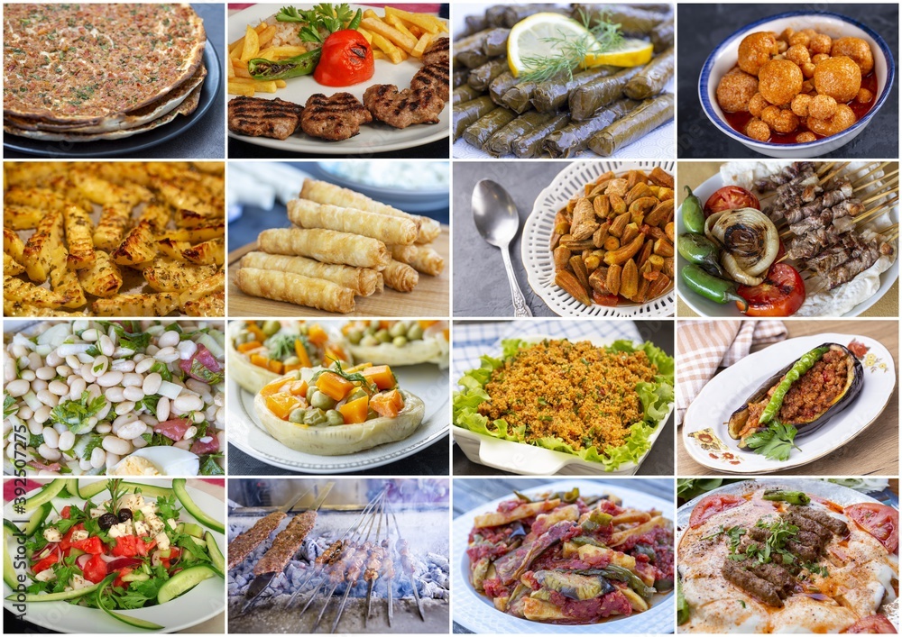 Traditional delicious Turkish foods collage Traditional delicious Turkish foods collage