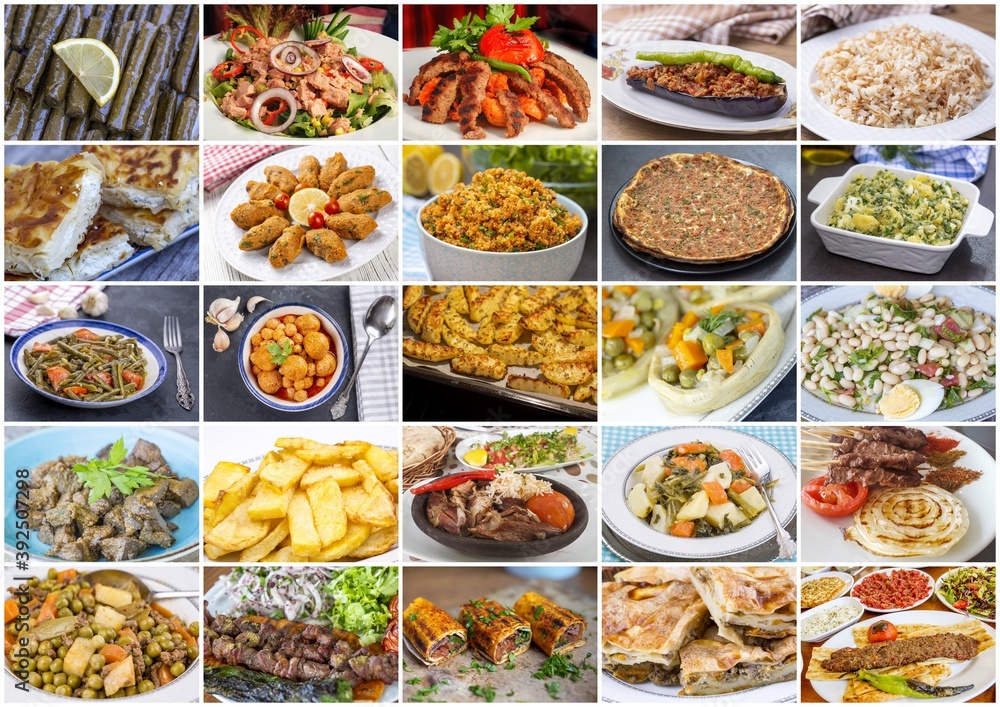 Traditional delicious Turkish foods collage Traditional delicious Turkish foods collage