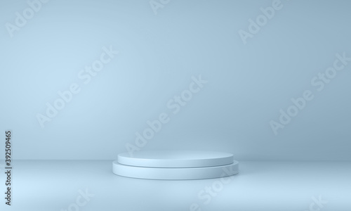 Mockup podium for product display in blue background.
