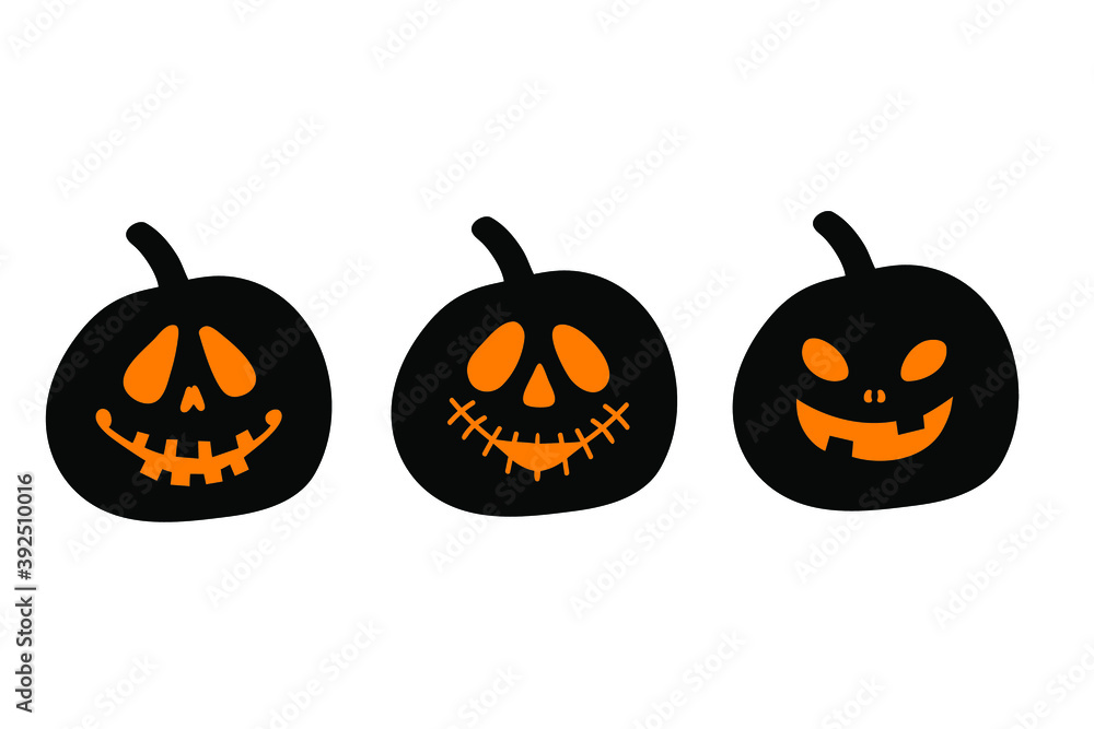 Halloween pumpkin faces set isolated on white. Jack o lantern collection. Pumpkin silhouettes. Halloween pumpkin faces set isolated on white. Jack o lantern collection. Pumpkin silhouettes.