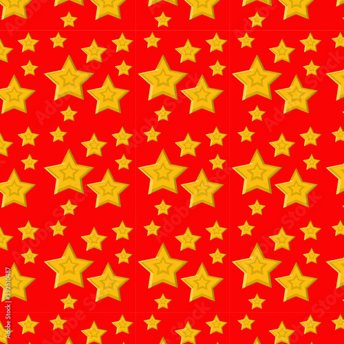 Patrón  de Estrellas amarillas en fondo rojo