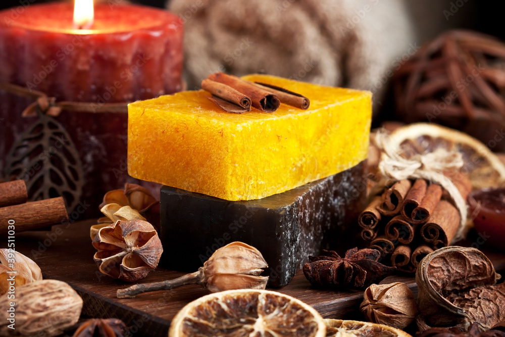 Handmade soap closeup. Spa products Handmade soap closeup. Spa products