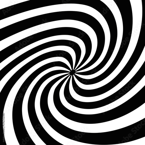 Opt art style background. Black white abstract spiral © Krzysztof