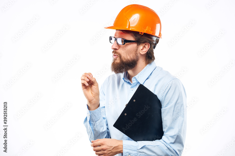 man in shirt orange helmet emotions work official man in shirt orange helmet emotions work official