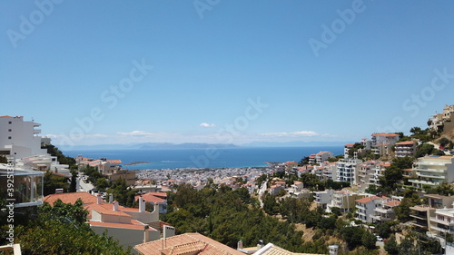 Panoramic view from a house in Voula, Athens Greece photo