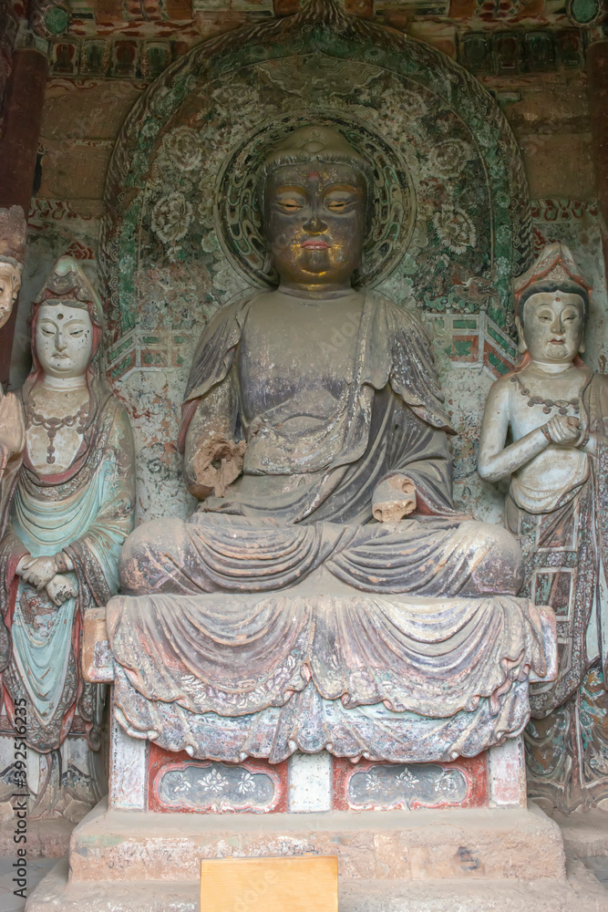 Obraz premium Close-up of various dynasties Buddha in maijishan grottoes