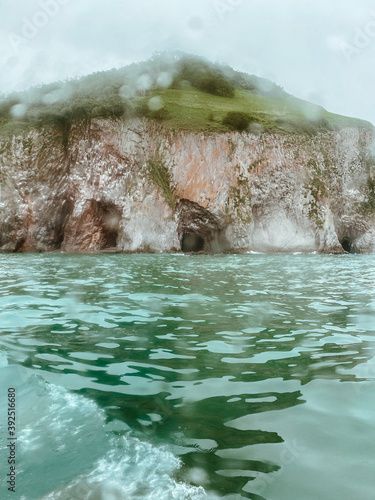 The grotto in the rock, view from the sea