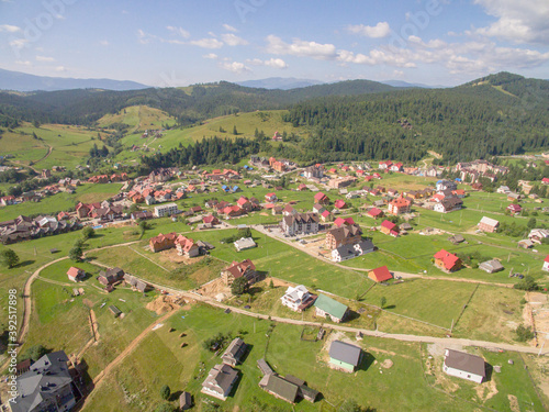 Greate Green Mountaines. Aerial foto of Village