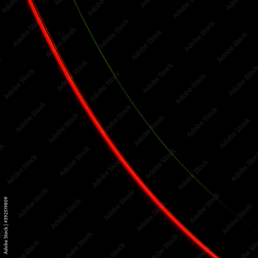 rounded red and green light lines on a black background rounded red and green light lines on a black background