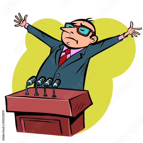 calm important pretentious speaker man on the podium