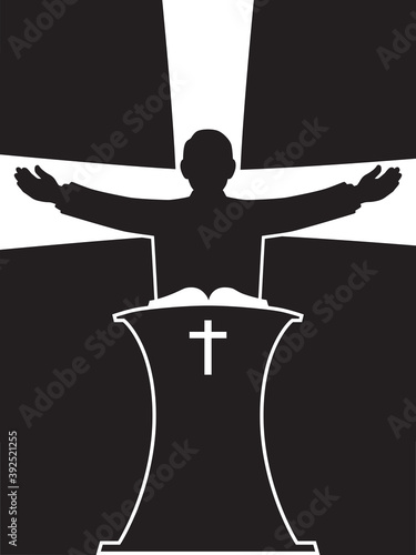 Stylized Preacher in Silhouette