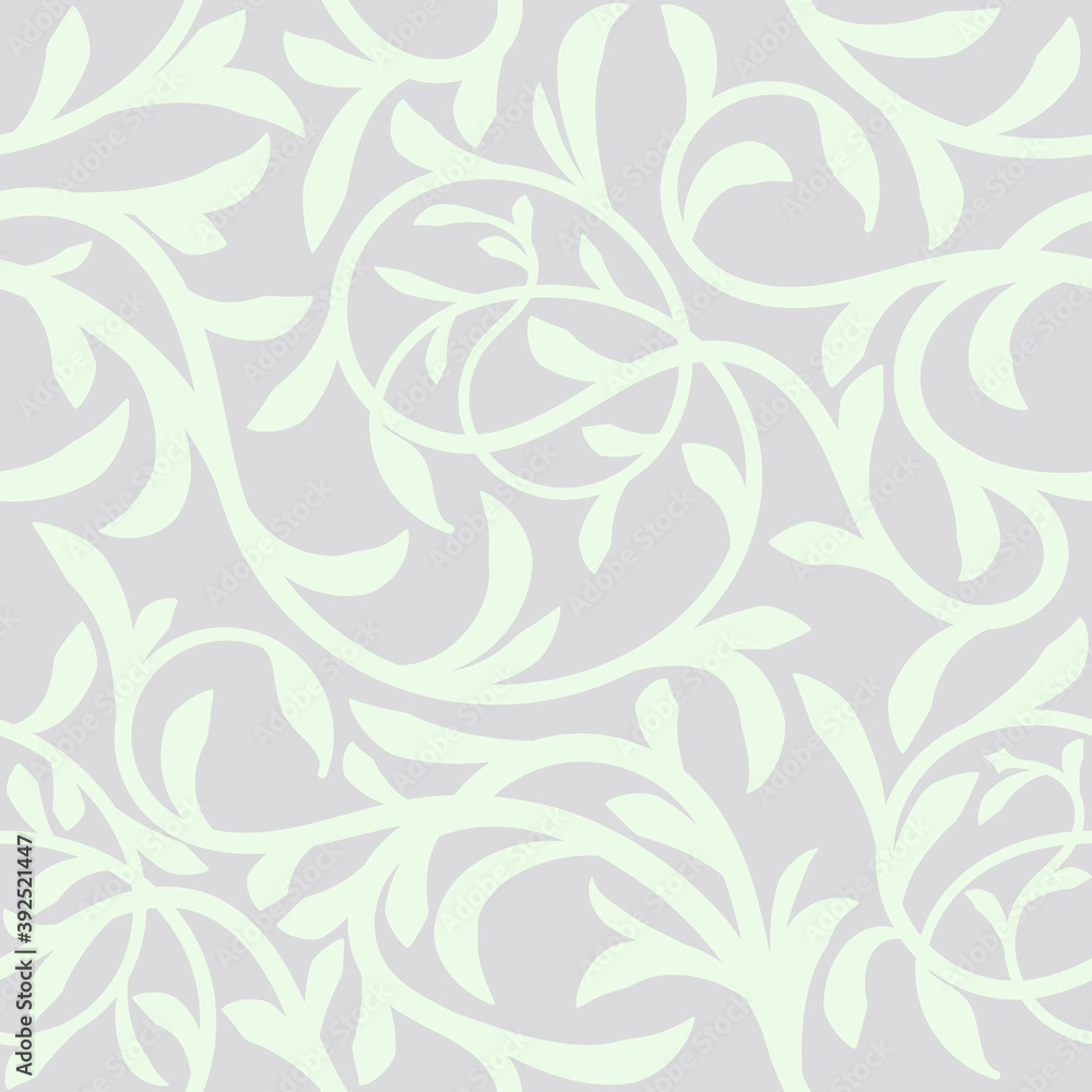 Floral Seamless Pattern Background. Intertwined twigs tree Liana with leaves For Christmas and wedding Invitation cards decoration. Monochrome grey and white pattern. Floral Seamless Pattern Background. Intertwined twigs tree Liana with leaves For Christmas and wedding Invitation cards decoration. Monochrome grey and white pattern.
