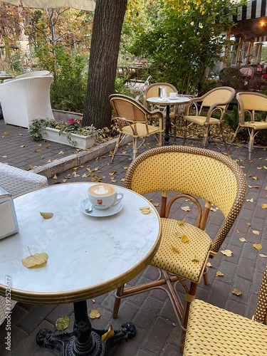 tables and chairs in a restaurant