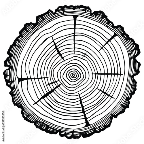 Log cutting, firewood harvesting, sawmill. Vector image isolated on a white background.