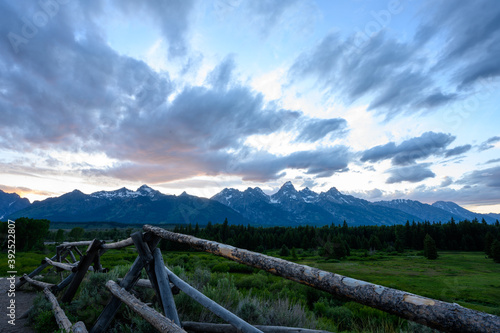 Smearing Clouds Over Tetons Range and Fence