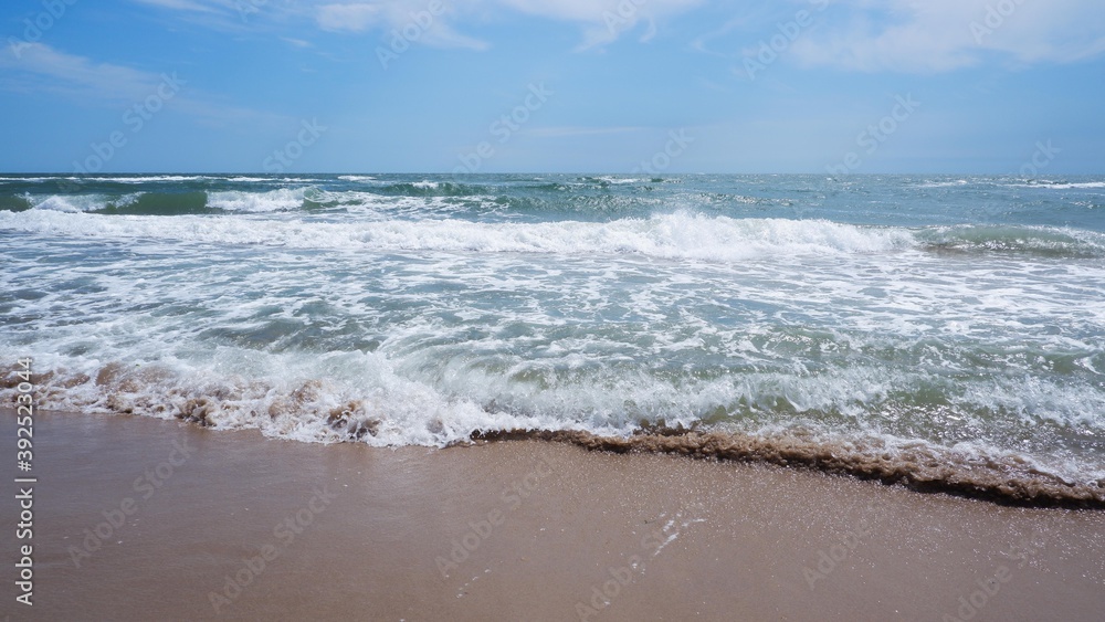Clear sea water, wave and sand beach. Clear sea water, wave and sand beach.