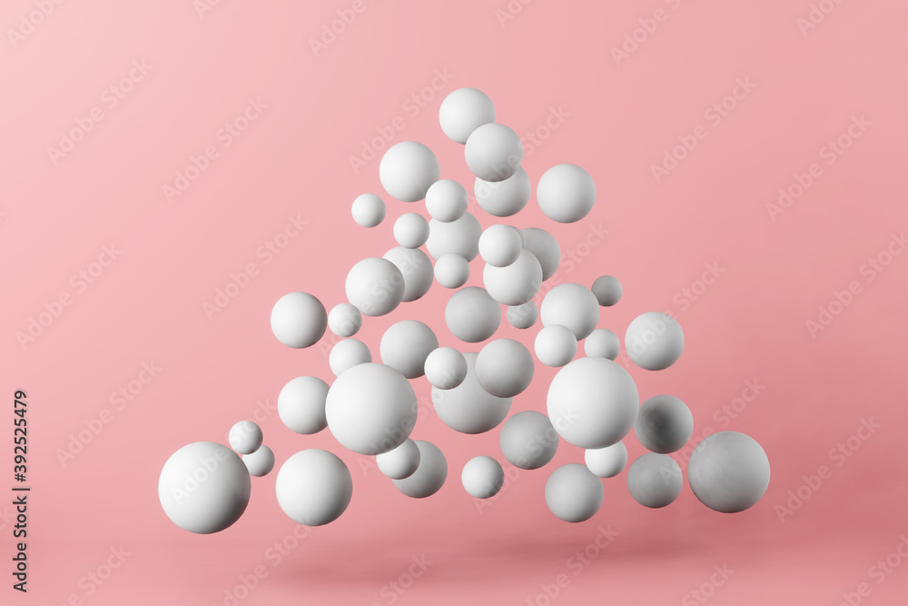 christmas concept, christmas tree made of balls on pink background, copy space christmas concept, christmas tree made of balls on pink background, copy space