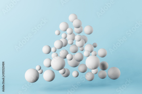 christmas concept  christmas tree made of balls on blue background  copy space
