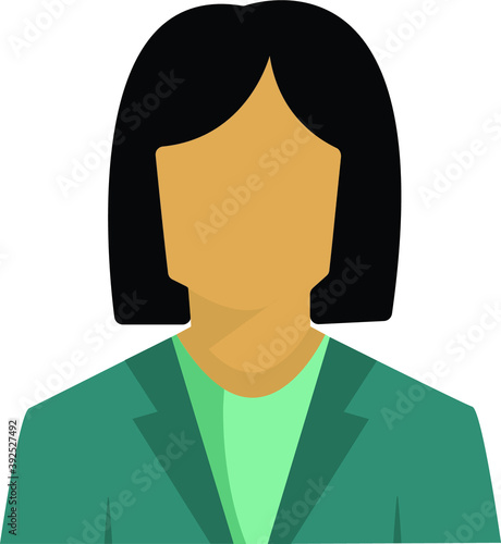 vector drawing of lady character. female visual icon