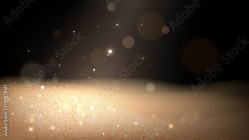 Mountains of gold or golden dust with blur effect, sparkling treasures