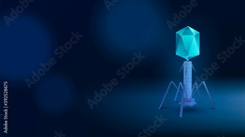 Vector background with bacteriophage on dark background