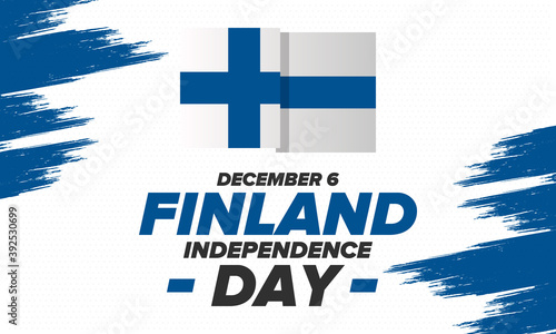 Finland Independence Day. National happy holiday, celebrated annual in December 6. Finland flag. Patriotic elements. Poster, card, banner and background. Vector illustration