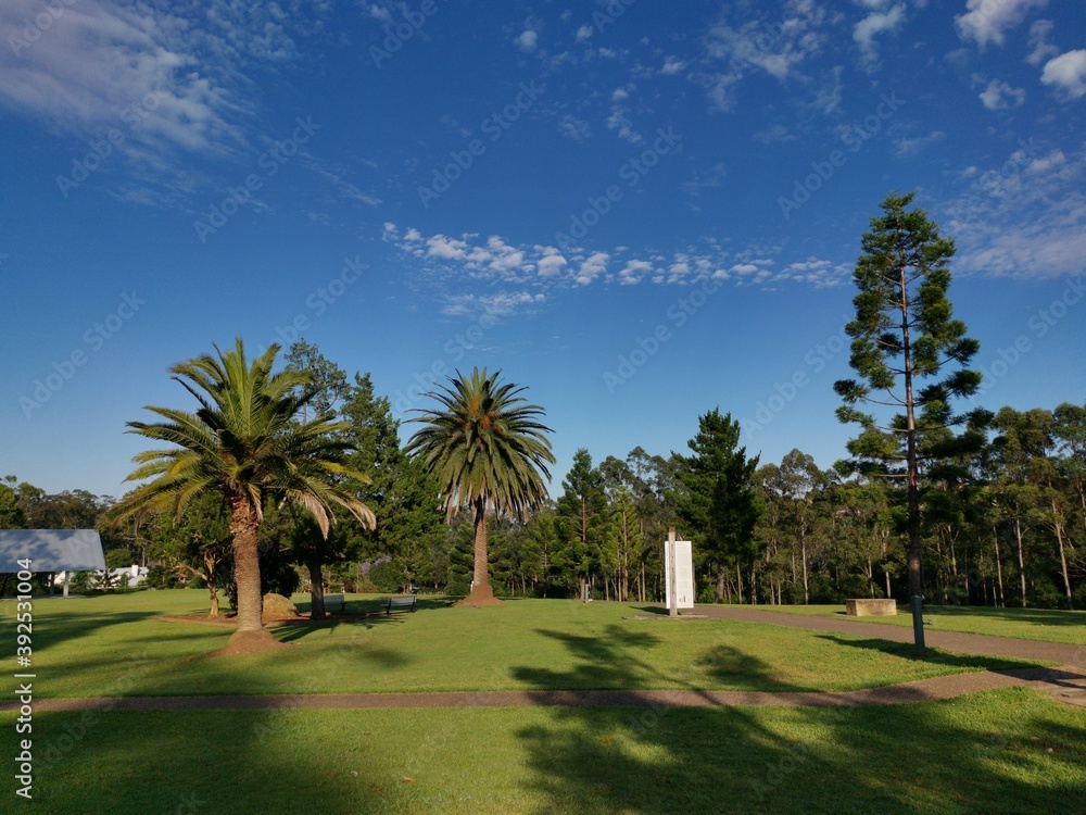 Beautiful view of a park with green grass and tall trees and deep blue sky with light clouds in the background, Heritage park, Castle Hill, Sydney, New South Wales, Australia
Beautiful view of a park with green grass and tall trees and deep blue sky with light clouds in the background, Heritage park, Castle Hill, Sydney, New South Wales, Australia
