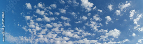 Beautiful panoramic view of blue sky with patch of white clouds, Heritage Park, Castle Hill, Sydney, New South Wales, Australia
