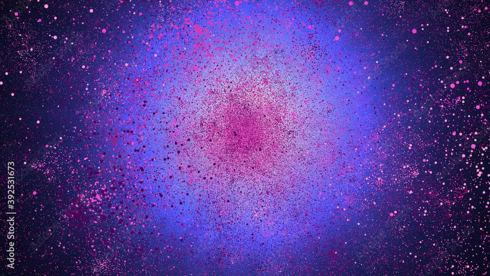 A particle explosion. Outer space. Blue and purple.