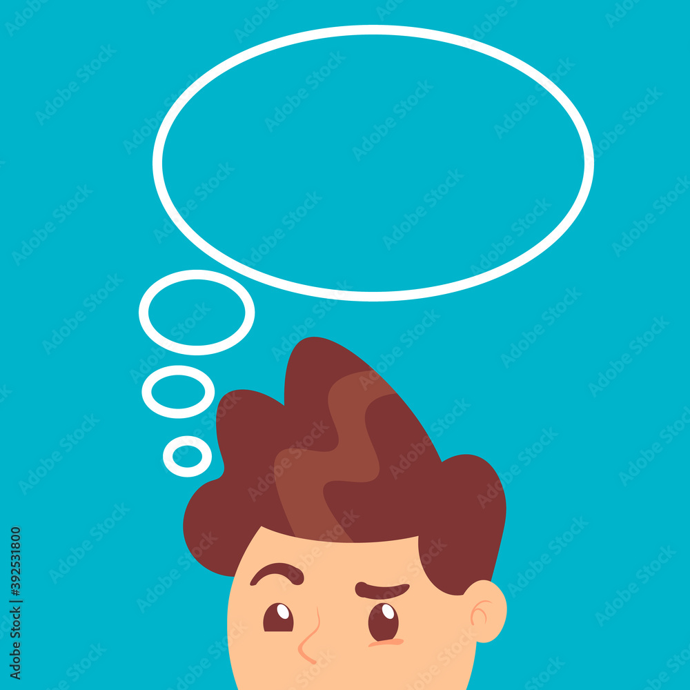 The guy thinking with think bubble above head The guy thinking with think bubble above head