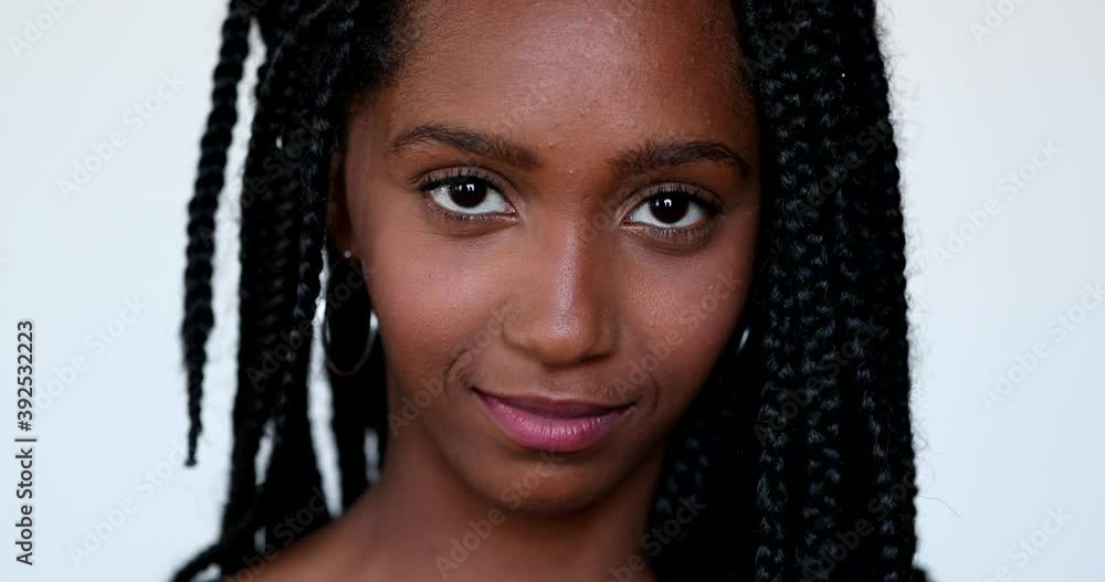 Portrait African mixed race pretty girl smile at camera Portrait African mixed race pretty girl smile at camera