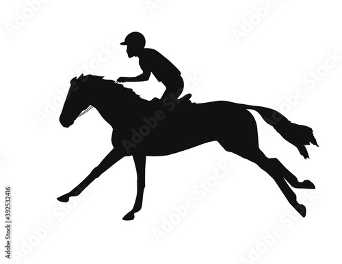 Athlete riding horse on cross country event vector silhouette