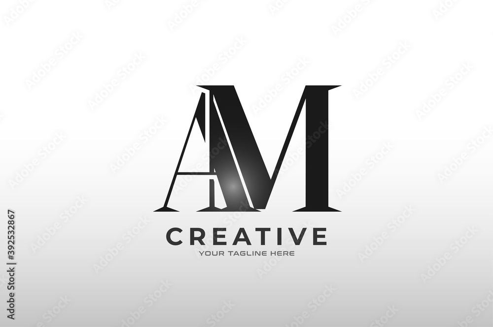 Initial letter A and M logo isolated on white background, Flat Logo Design Template, vector illustration Initial letter A and M logo isolated on white background, Flat Logo Design Template, vector illustration