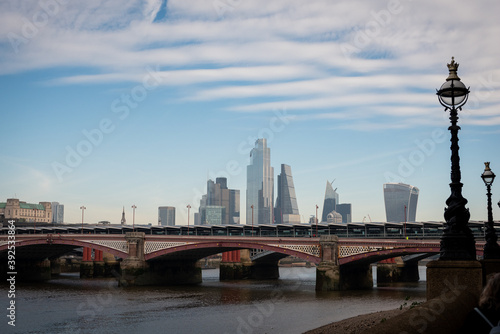 London sky line over thames sunny day