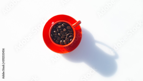 Top View of a Red Coffee Cup