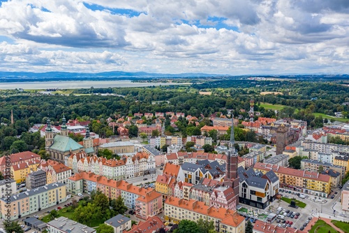 Obraz na płótnie Aerial view of the city of Nysa in Poland w salonie