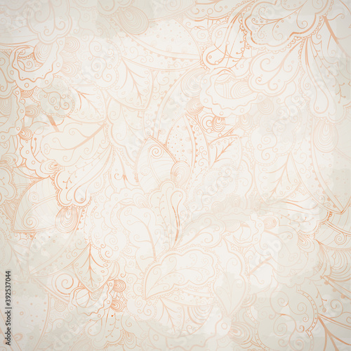 Grunge floral abstract hand-drawn pattern.