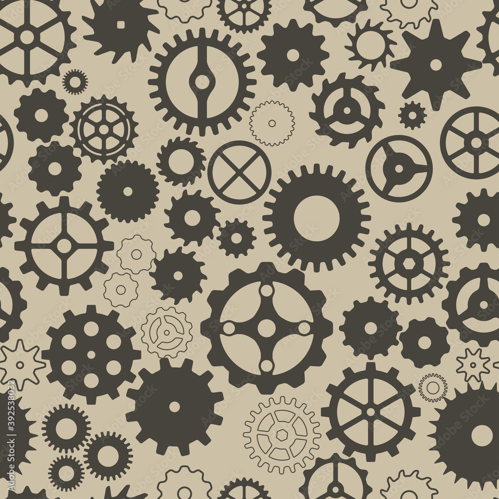 Seamless background with different gear wheels. Seamless background with different gear wheels.