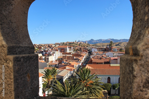 panoramic view of red tile roofs and white walls buildings at sucre white city in bolivia