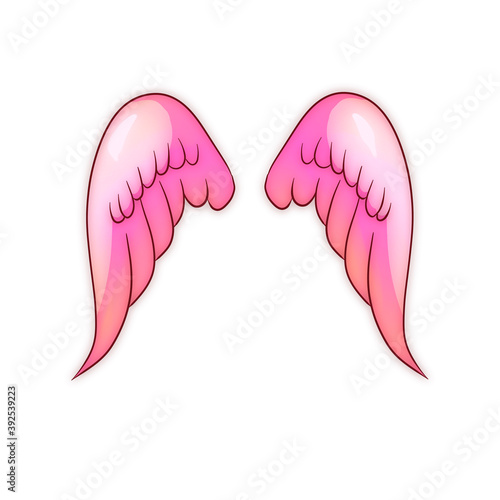 Pink cute cartoon and romantic wings