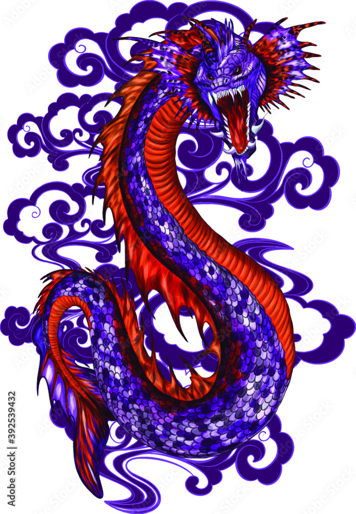 sea serpent purple, orange vector illustration sea serpent purple, orange vector illustration