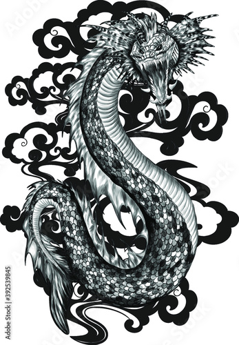 sea serpent green pink vector illustration © Снежана Дашкевич