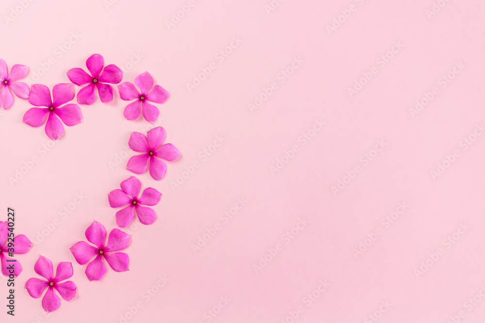Heart shape made with flowers for Valentines Day. Heart shape made with flowers for Valentines Day.