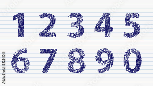 Numbers from zero to 9 in 
unique style vector design