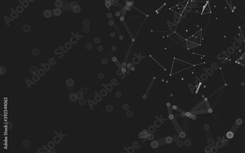 Abstract background. Molecules technology with polygonal shapes, connecting dots and lines. Connection structure. Big data visualization.